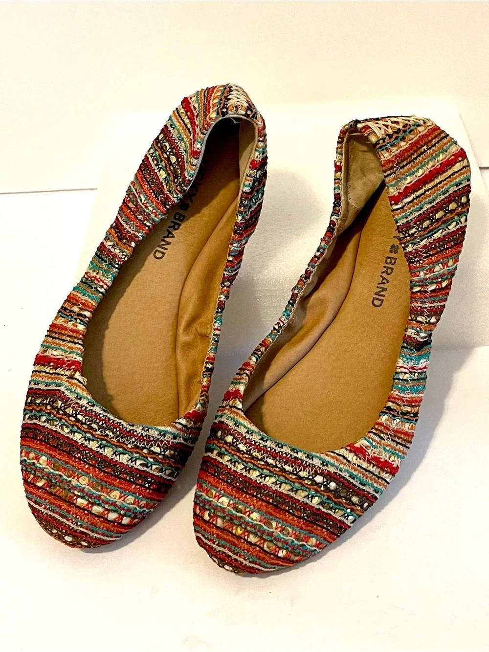 Lucky Brand Woven Sequin Stripe Ballet Flats
